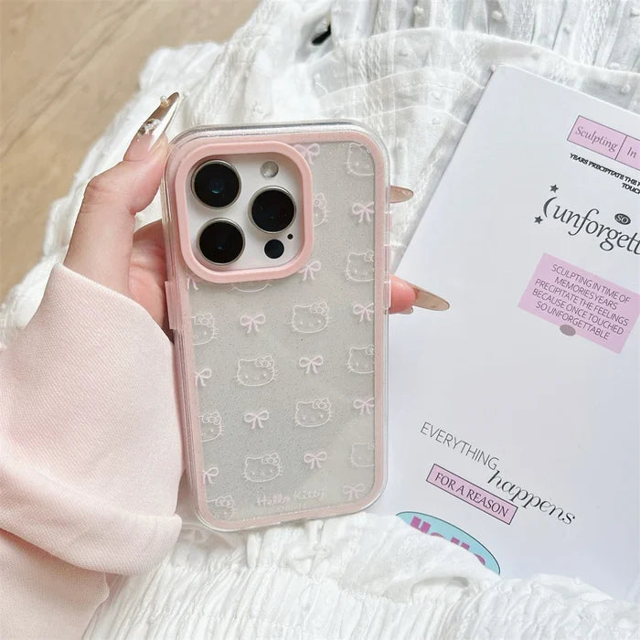Cute Cartoon Hello Kitty Pet Cat Shockproof Candy Clear Pink Phone Case PhoneShells