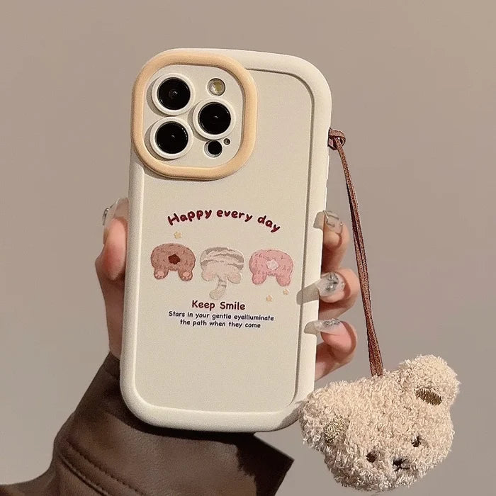 Cute Cartoon Phone Case With Bear Pendant For iPhone PhoneShells