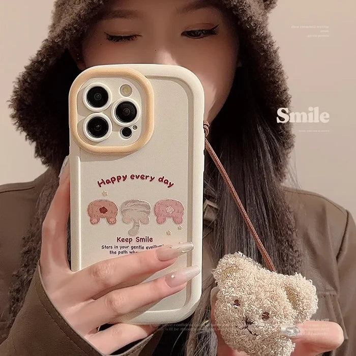 Cute Cartoon Phone Case With Bear Pendant For iPhone PhoneShells
