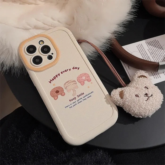 Cute Cartoon Phone Case With Bear Pendant For iPhone PhoneShells