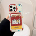 Cute Cartoon Puppy Bracket Card Holder Phone Case With Lanyard For iPhone PhoneShells