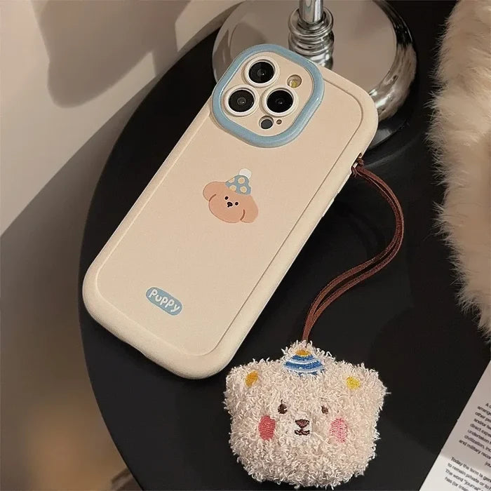 Cute Cartoon Puppy Phone Case Bear Pendant For iPhone PhoneShells