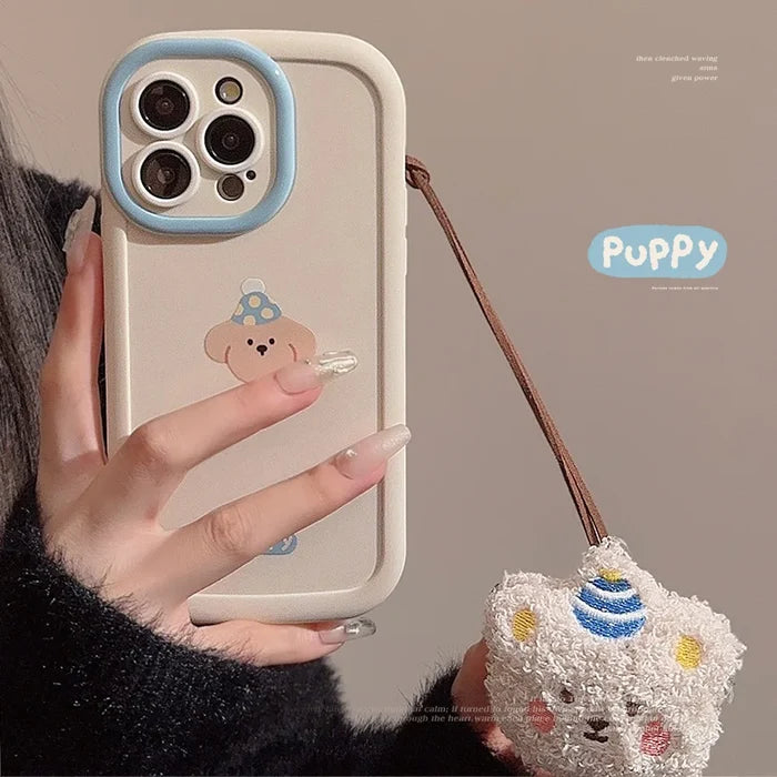 Cute Cartoon Puppy Phone Case Bear Pendant For iPhone PhoneShells