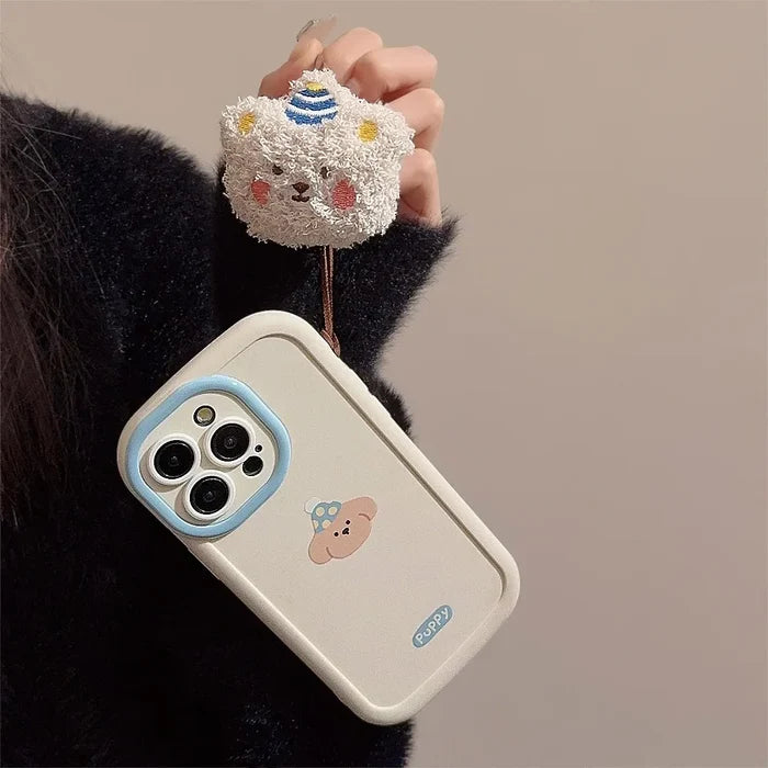Cute Cartoon Puppy Phone Case Bear Pendant For iPhone PhoneShells