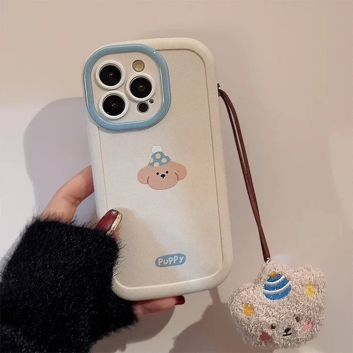 Cute Cartoon Puppy Phone Case Bear Pendant For iPhone PhoneShells