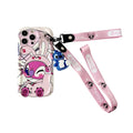 Cute Cartoon Stitch Angel With Crossbody Lanyard Pendant Wave Phone Case For iPhone PhoneShells