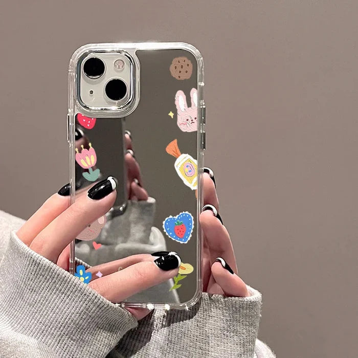 Cute Cherry Plating Make Up Mirror Phone Case PhoneShells