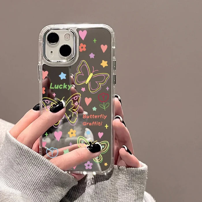 Cute Cherry Plating Make Up Mirror Phone Case PhoneShells
