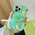Cute Dinosaur Case Soft Silicone Cover With Holder&Mirror For iPhone PhoneShells