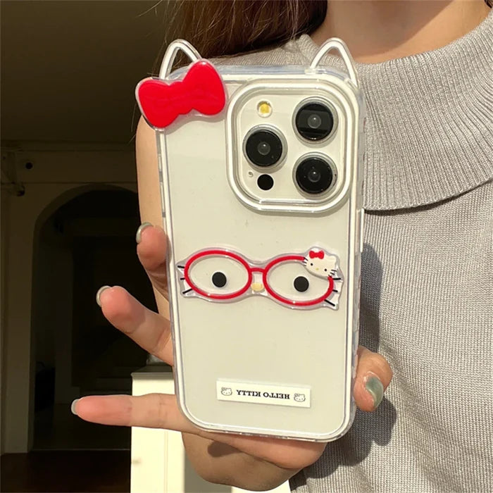 Cute Ears Glasses Hello Kitty Phone Case PhoneShells
