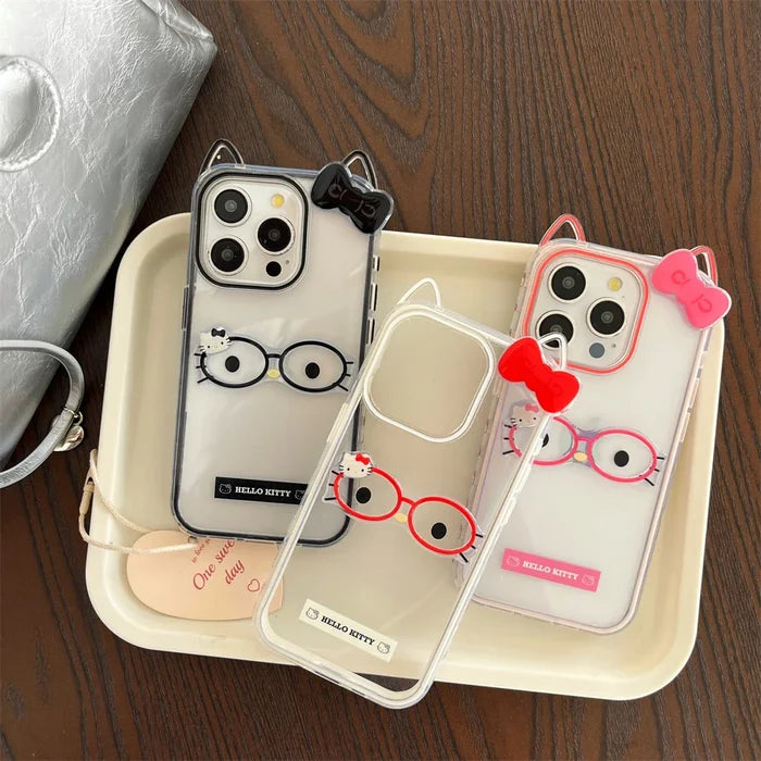 Cute Ears Glasses Hello Kitty Phone Case PhoneShells