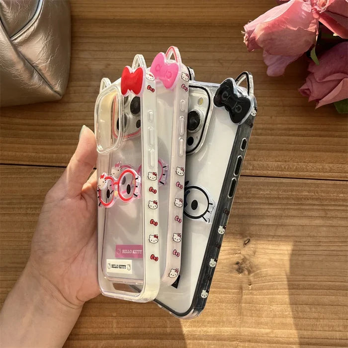 Cute Ears Glasses Hello Kitty Phone Case PhoneShells
