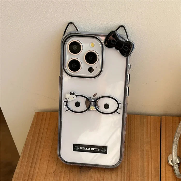 Cute Ears Glasses Hello Kitty Phone Case PhoneShells
