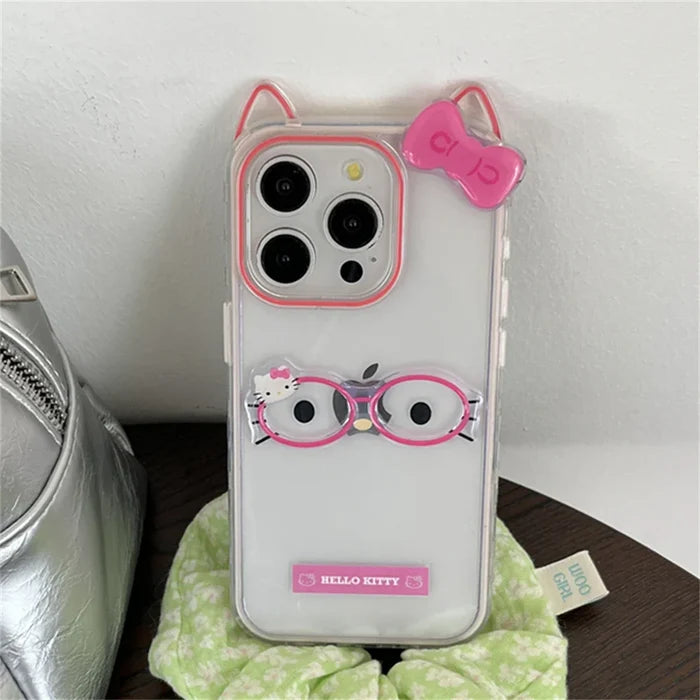 Cute Ears Glasses Hello Kitty Phone Case PhoneShells