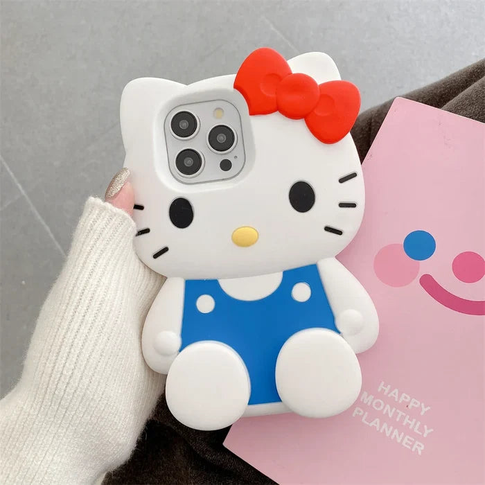 Cute Hello Kitty Liquid Silicone Phone Holder Cover Phone Case PhoneShells