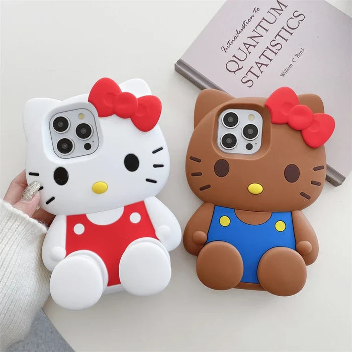 Cute Hello Kitty Liquid Silicone Phone Holder Cover Phone Case PhoneShells