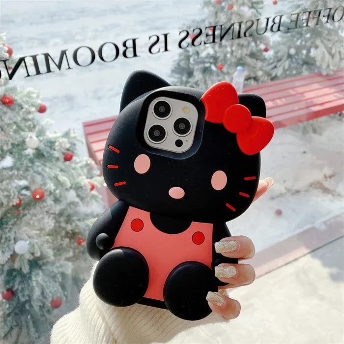 Cute Hello Kitty Liquid Silicone Phone Holder Cover Phone Case PhoneShells