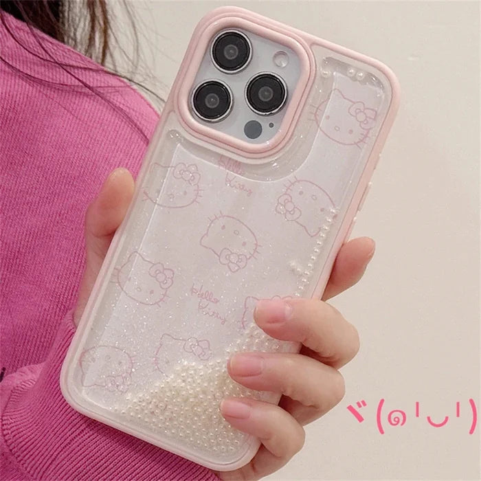 Cute Quicksand Pink Hello Kitty Phone Case PhoneShells