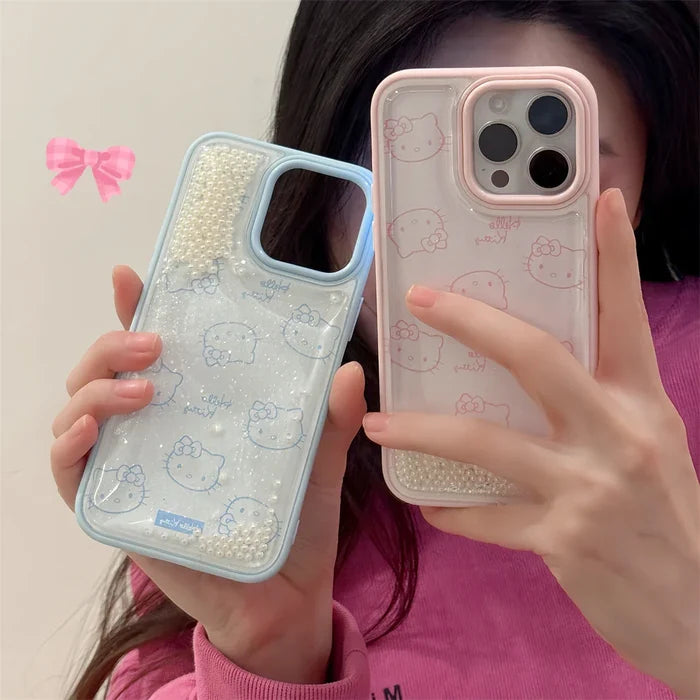 Cute Quicksand Pink Hello Kitty Phone Case PhoneShells