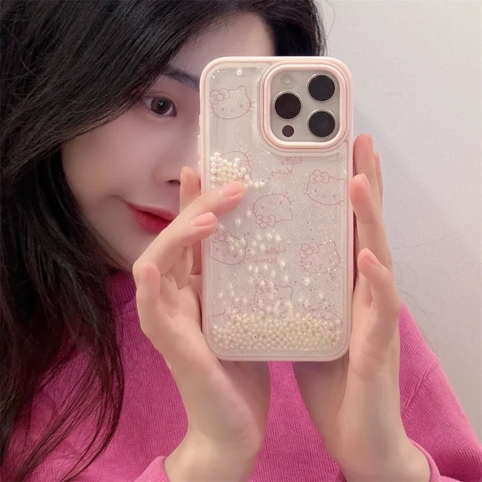 Cute Quicksand Pink Hello Kitty Phone Case PhoneShells