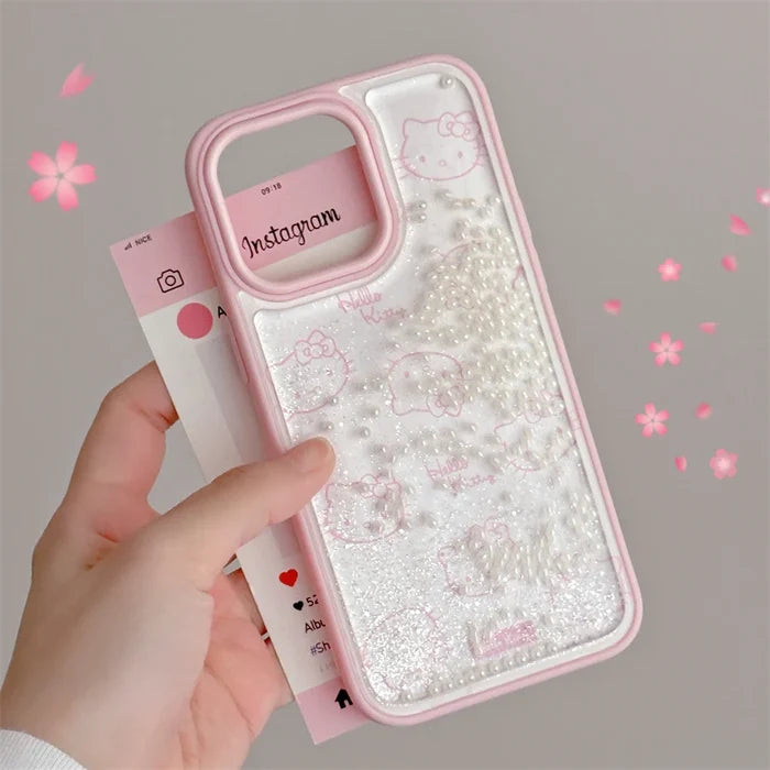 Cute Quicksand Pink Hello Kitty Phone Case PhoneShells
