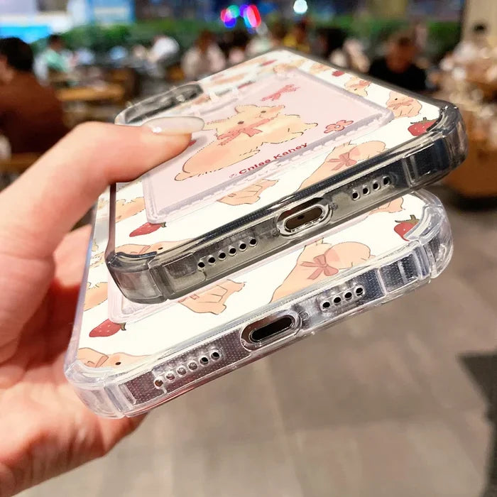 Cute Strawberry Rabbit Card Bag Phone Case PhoneShells
