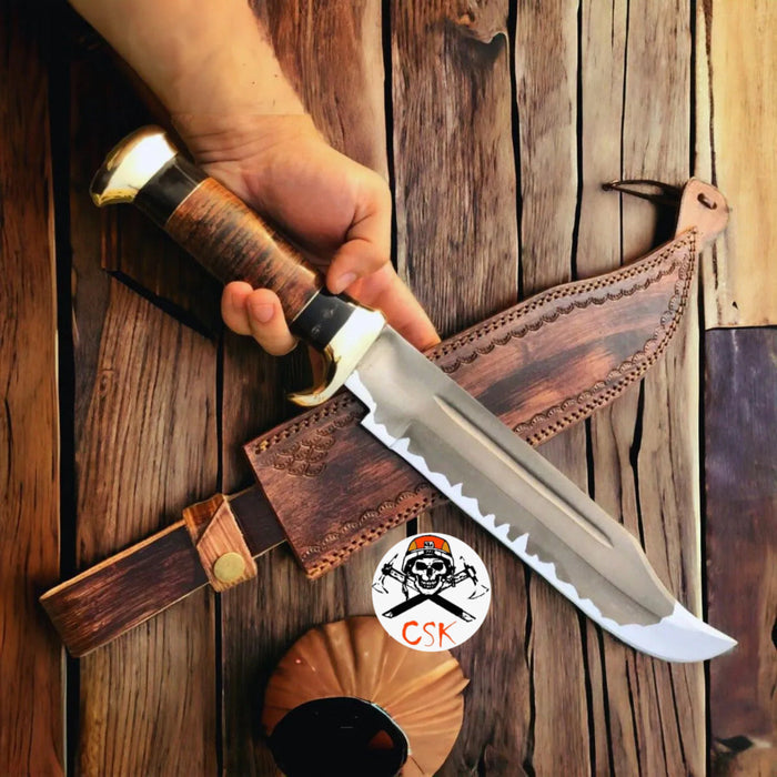 D2 steel Crocodile Dundee Knife with Acid Etched blade cskforged