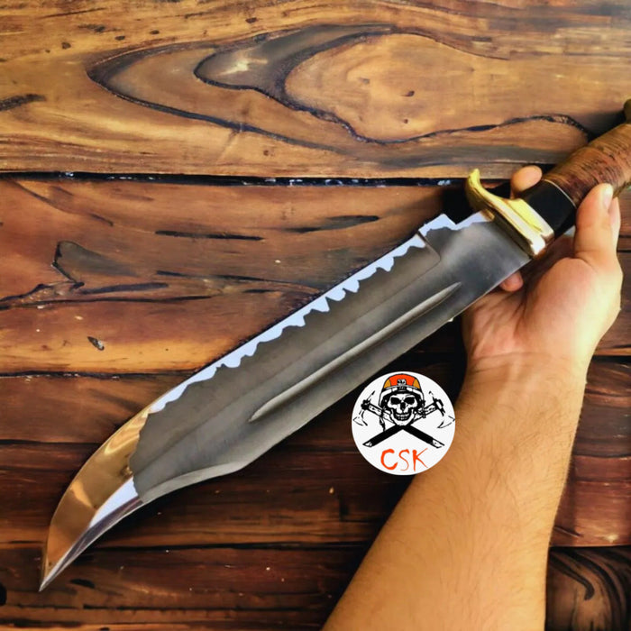D2 steel Crocodile Dundee Knife with Acid Etched blade cskforged