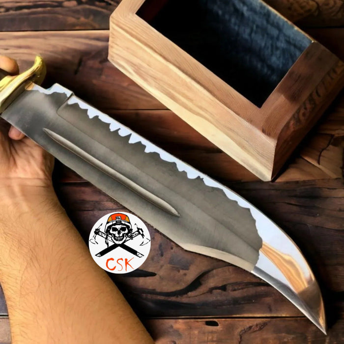D2 steel Crocodile Dundee Knife with Acid Etched blade cskforged