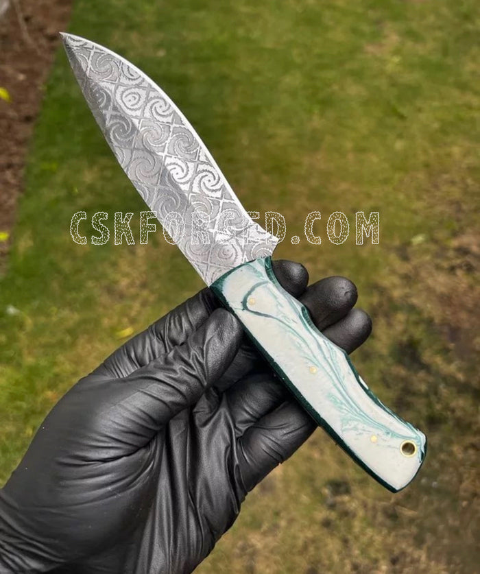 D2 Steel Full Tang Laser Engraved Blade Hunting knife cskforged