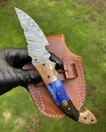 Damascus Blade EDC Folding Pocket Knife cskforged