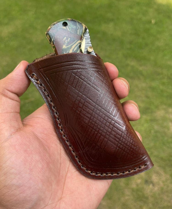 Damascus Blade EDC Folding Pocket Knife cskforged