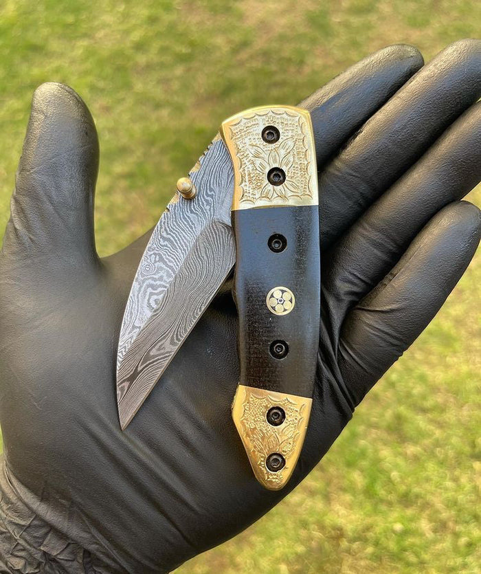 Damascus Blade EDC Pocket Knife cskforged