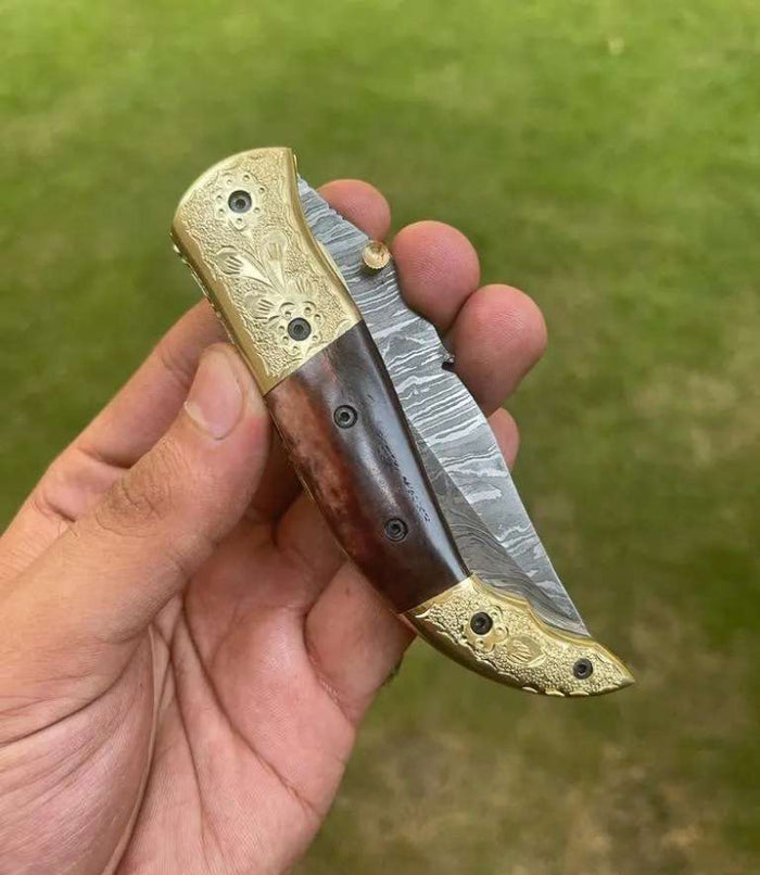 Damascus Blade EDC Pocket Knife cskforged