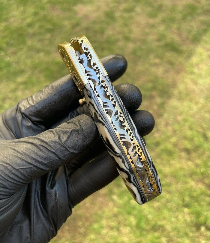 Damascus Blade EDC Pocket Knife cskforged