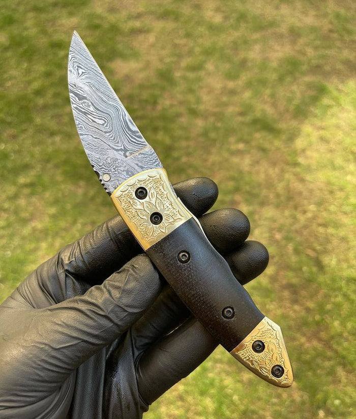 Damascus Blade EDC Pocket Knife cskforged