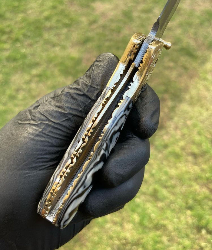 Damascus Blade EDC Pocket Knife cskforged