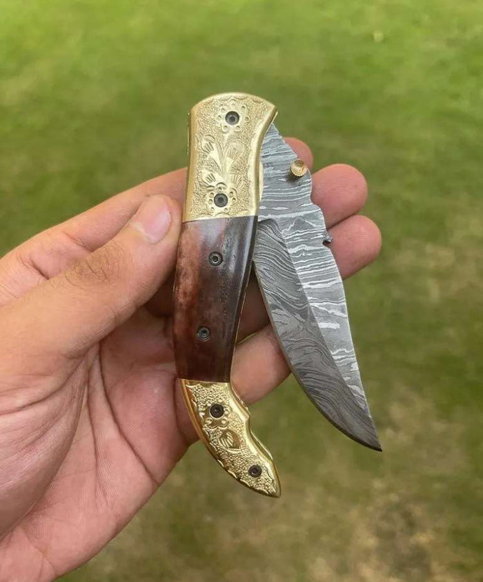 Damascus Blade EDC Pocket Knife cskforged