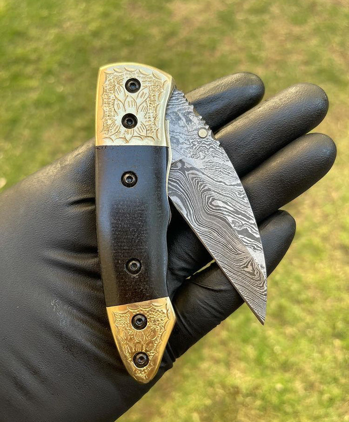 Damascus Blade EDC Pocket Knife cskforged
