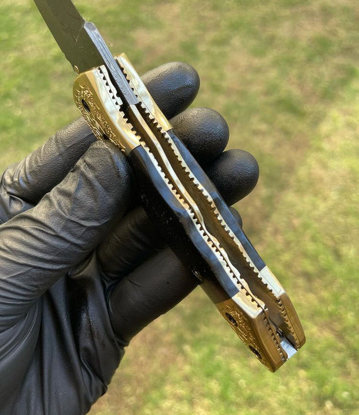 Damascus Blade EDC Pocket Knife cskforged