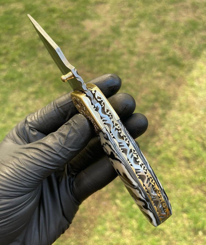 Damascus Blade EDC Pocket Knife cskforged