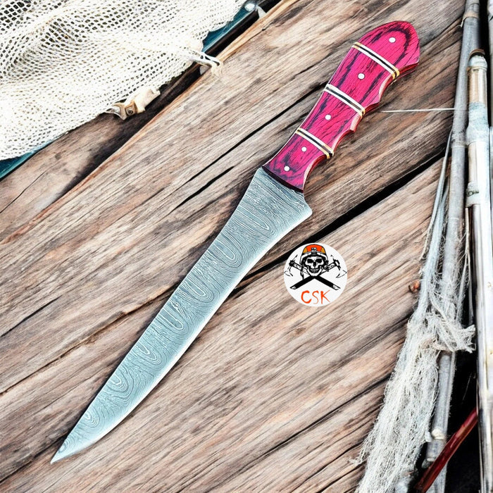 Damascus Fillet Knife – Redwood Elegance Mastercraft Fish Knife cskforged
