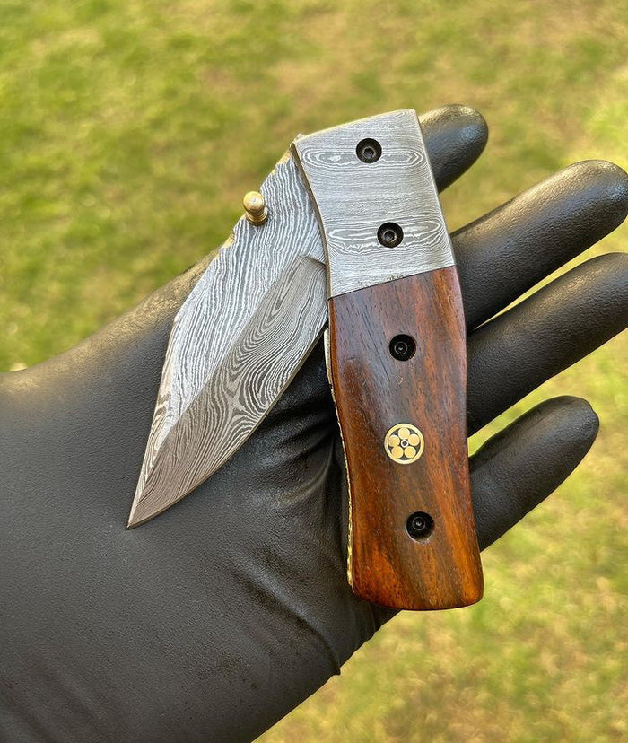 Damascus Folding Blade EDC Pocket Knife cskforged