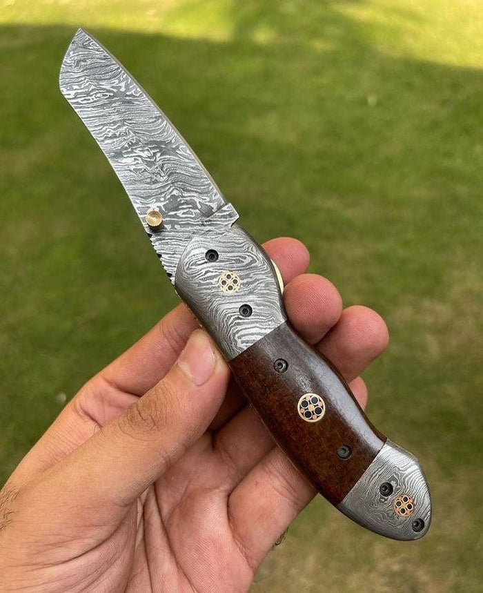 Damascus Folding Blade EDC Pocket Knife cskforged