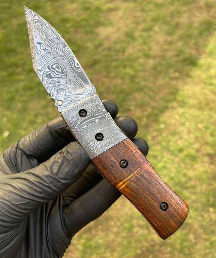 Damascus Folding Blade EDC Pocket Knife cskforged