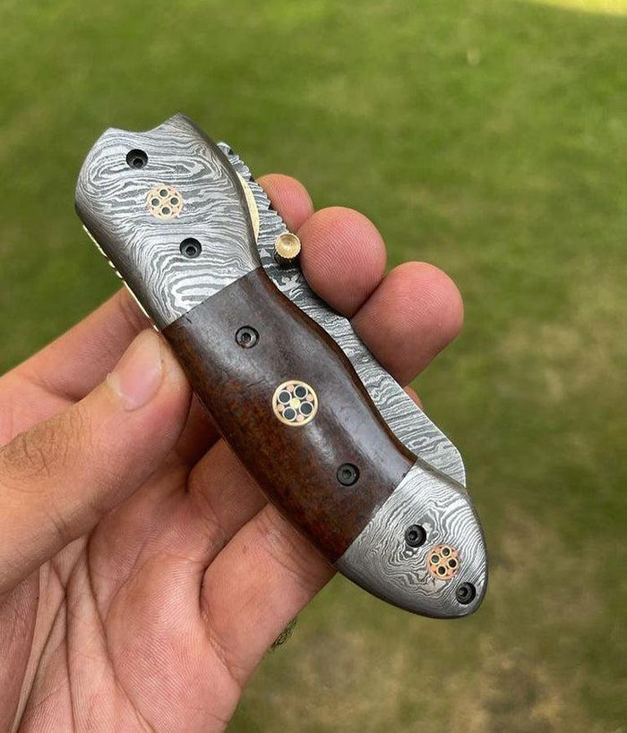 Damascus Folding Blade EDC Pocket Knife cskforged