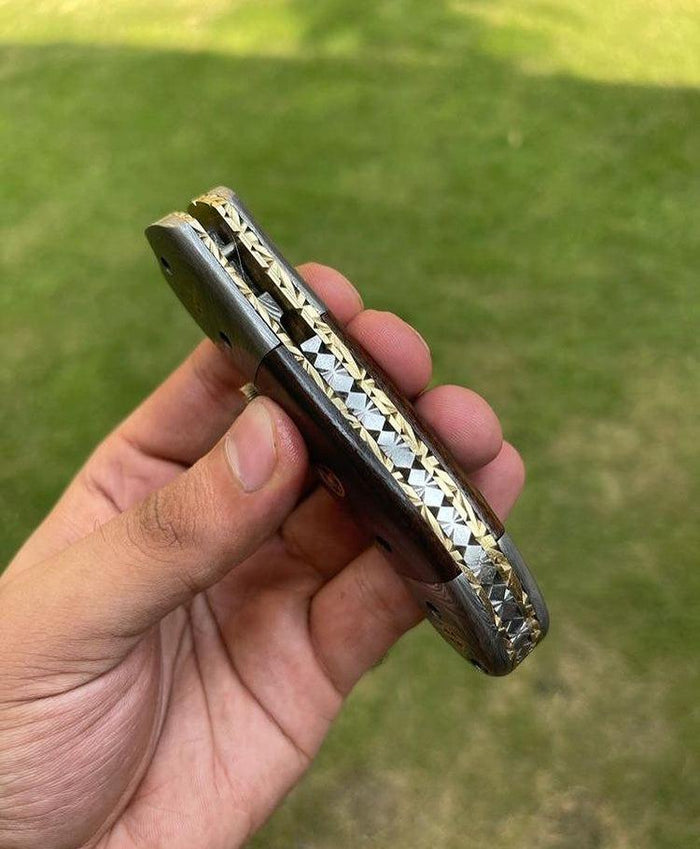 Damascus Folding Blade EDC Pocket Knife cskforged