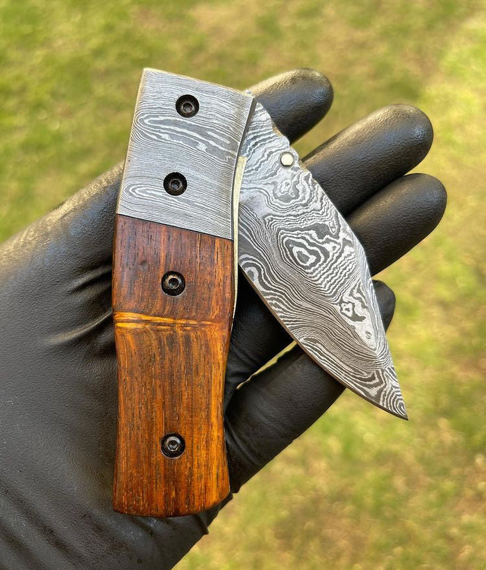 Damascus Folding Blade EDC Pocket Knife cskforged
