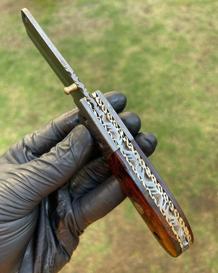 Damascus Folding Blade EDC Pocket Knife cskforged