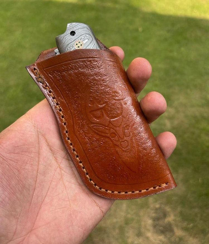 Damascus Folding Blade EDC Pocket Knife cskforged
